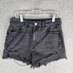 American Eagle Outfitters Womens Stretch Highest Rise Black Mom Shorts Size 8
